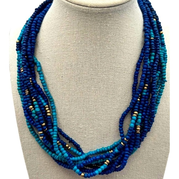 Handcrafted Multistrand Beaded Necklace & Gold-Tone Bangle Set - Picture 2 of 9